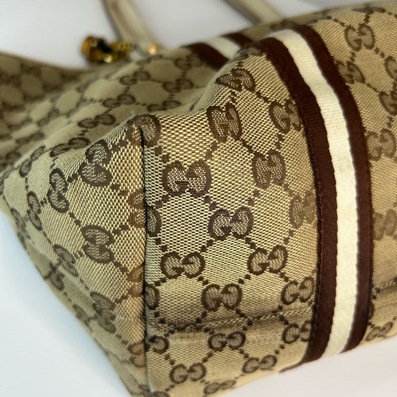 Gucci canvas Jackie tote bag with white leather - Picture 6 of 15